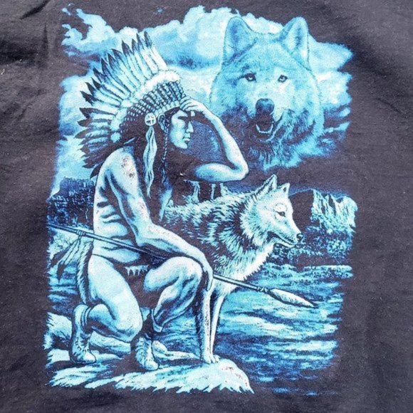 Vintage Ethnic warrior and Fox Unisex Crewneck Sweatshirt, Size Medium - Picture 5 of 6